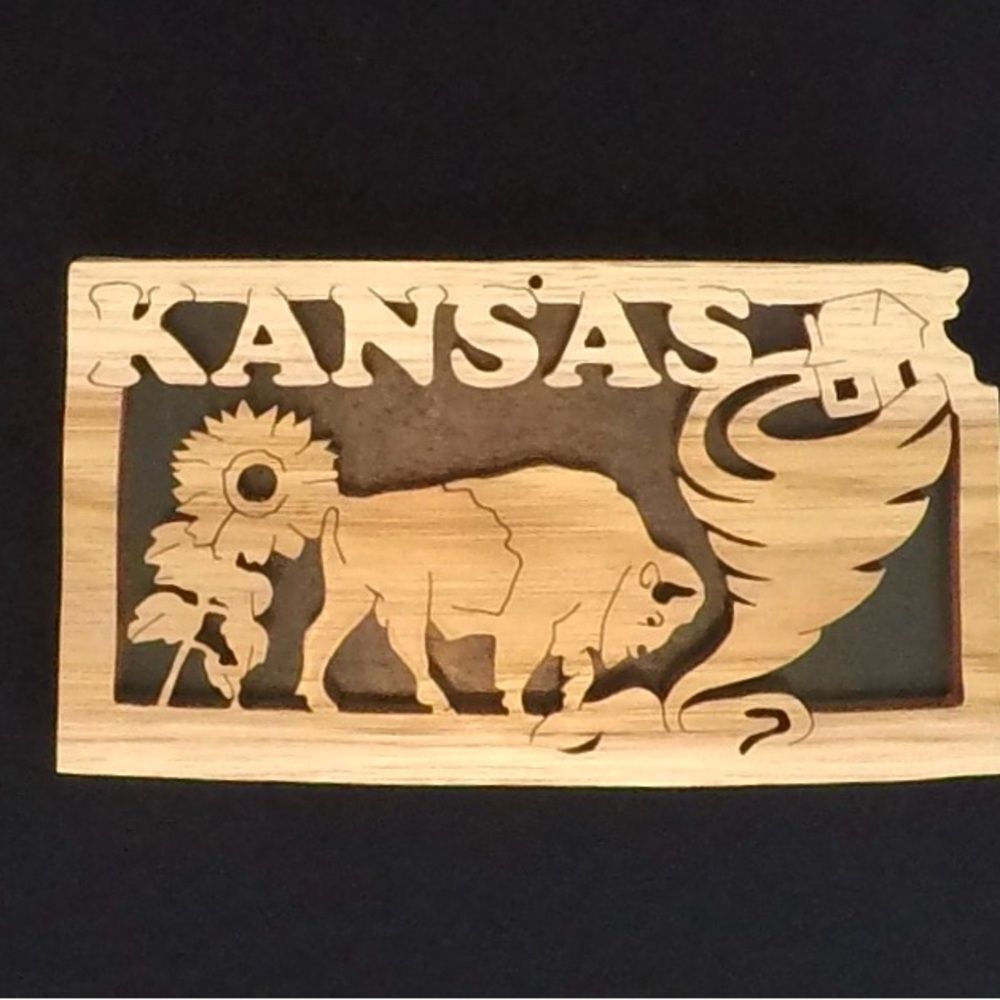 Handcrafted Wooden KANSAS State
Plaque - Custom State Wall Art - Great Gift!